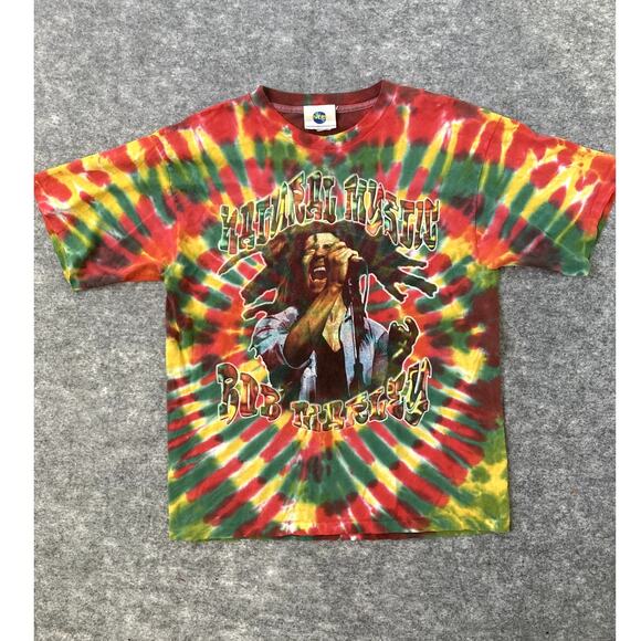 VTG Bob Marley Tie Dye Tshirt LRG Natural Music Reggae Jamaica Universal Studios - Picture 1 of 7